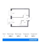 Планировка 1-комнатной квартиры, 34,88 м2