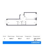Планировка 3-комнатной квартиры, 60,01 м2