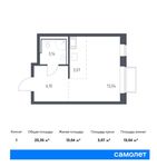 Планировка квартиры студии, 25,35 м2