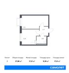 Планировка 1-комнатной квартиры, 37,88 м2