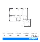 Планировка 4-комнатной квартиры, 87,42 м2