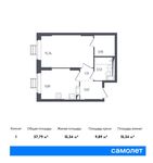 Планировка 1-комнатной квартиры, 37,79 м2