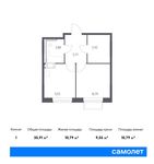 Планировка 1-комнатной квартиры, 35,91 м2