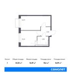 Планировка 1-комнатной квартиры, 34,25 м2