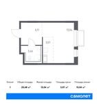 Планировка квартиры студии, 25,68 м2