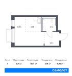 Планировка квартиры студии, 21,7 м2