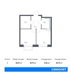 Планировка 1-комнатной квартиры, 35,91 м2