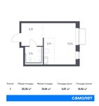 Планировка квартиры студии, 25,35 м2