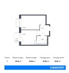 Планировка 1-комнатной квартиры, 35,16 м2