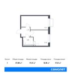 Планировка 1-комнатной квартиры, 37,88 м2