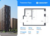 Планировка квартиры студии, 25,1 м2