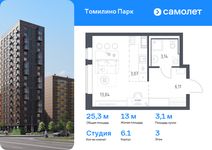 Планировка квартиры студии, 25,3 м2