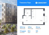 Планировка квартиры студии, 25,1 м2