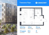 Планировка квартиры студии, 25,3 м2