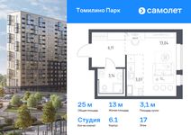 Планировка квартиры студии, 25 м2