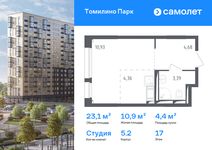 Планировка квартиры студии, 23,1 м2