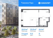 Планировка квартиры студии, 22,9 м2