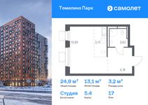 Планировка квартиры студии, 24,8 м2