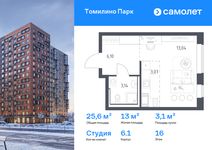 Планировка квартиры студии, 25,6 м2