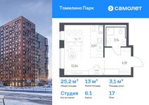 Планировка квартиры студии, 25,2 м2