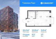 Планировка квартиры студии, 21,4 м2
