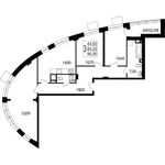 Планировка 3-комнатной квартиры, 85,09 м2