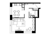 Планировка 1-комнатной квартиры, 42,7 м2
