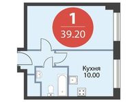 Планировка 1-комнатной квартиры, 39,2 м2