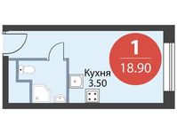 Планировка квартиры студии, 18,9 м2