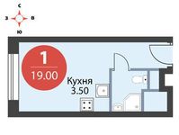 Планировка квартиры студии, 19 м2