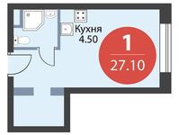 Планировка квартиры студии, 27,1 м2