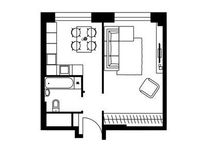 Планировка 1-комнатной квартиры, 39,5 м2