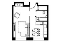 Планировка 1-комнатной квартиры, 38,9 м2