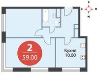 Планировка 2-комнатной квартиры, 59 м2