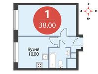 Планировка 1-комнатной квартиры, 38 м2