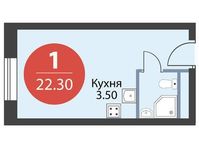 Планировка квартиры студии, 22,3 м2