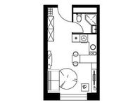 Планировка квартиры студии, 24,5 м2