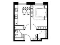 Планировка 1-комнатной квартиры, 38,8 м2