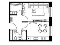 Планировка 1-комнатной квартиры, 41,8 м2