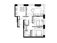 Планировка 3-комнатной квартиры, 80 м2