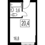 Планировка квартиры студии, 20,4 м2