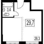Планировка 1-комнатной квартиры, 29,7 м2