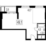 Планировка 2-комнатной квартиры, 49,1 м2