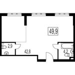 Планировка 2-комнатной квартиры, 49,9 м2