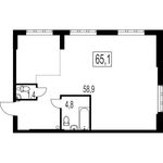 Планировка 3-комнатной квартиры, 65,1 м2