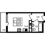 Планировка квартиры студии, 22,9 м2