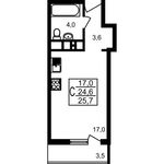 Планировка квартиры студии, 25,7 м2