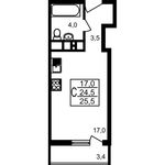 Планировка квартиры студии, 25,5 м2