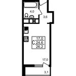 Планировка квартиры студии, 26,2 м2
