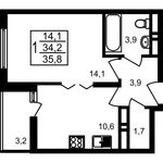 Планировка 2-комнатной квартиры, 68 м2